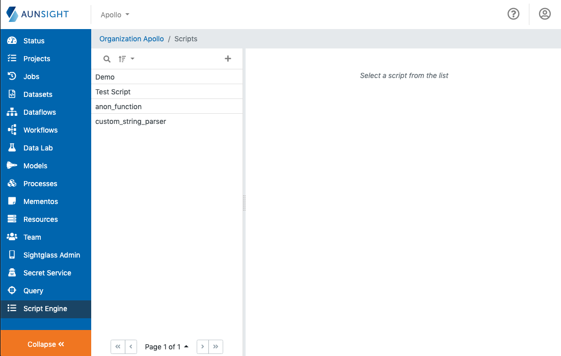 Script Engine workspace