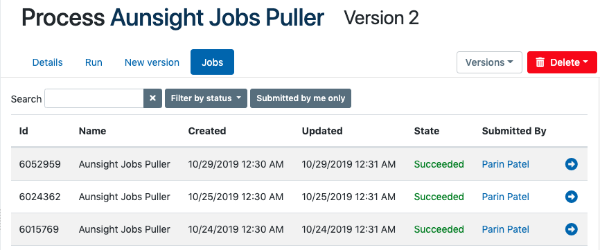 process jobs tab