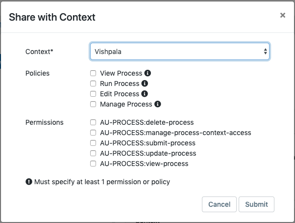 context sharing dialog