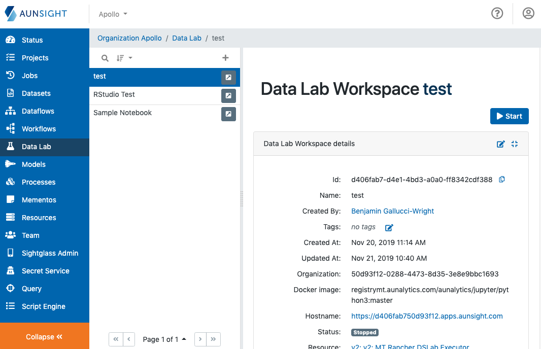 Data Lab details