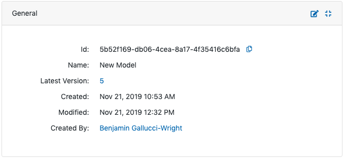model general info section