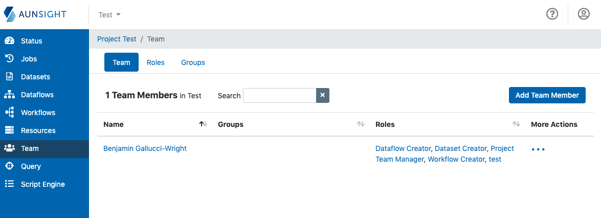Team management home screen Team management home screencap