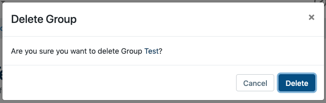 Delete group confirmation message