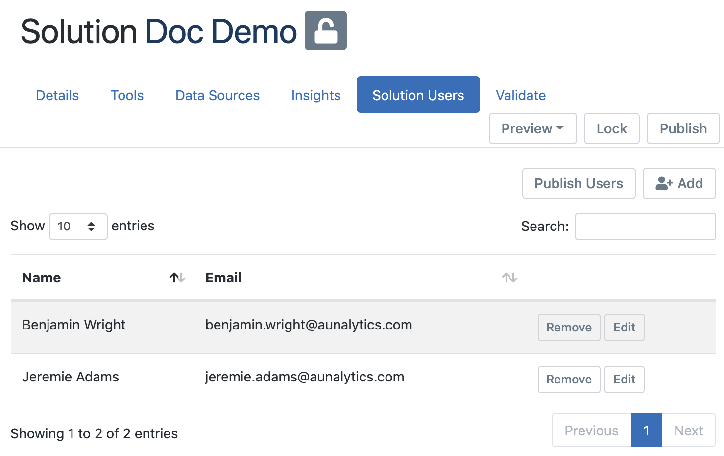 Sightglass solution users screencap with an added user