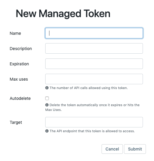 New token dialog