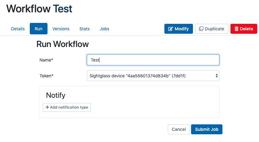 workflow versions tab
