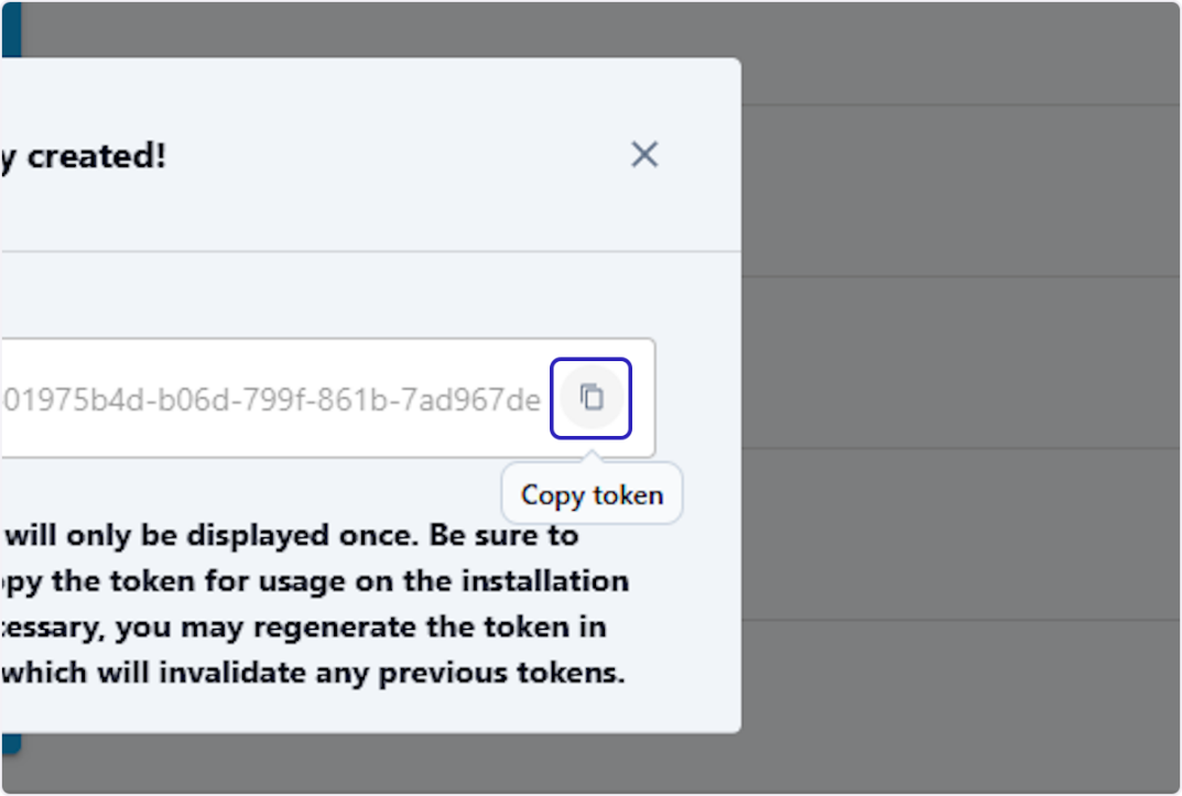 Copying the newly generated token