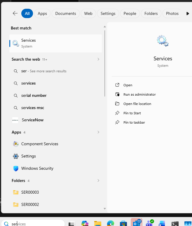 Locating the agent service in Windows Services