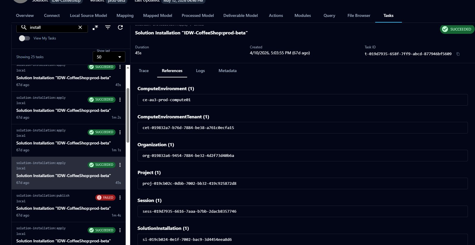 The References tab showing associated entity IDs